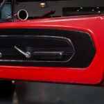 Passenger door panel of the 1967 Ford Mustang Fastback 501 Pro-Touring in fully restored black vinyl, matching the complete interior restoration of this nearly 600 HP muscle car