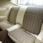Rear seat of the 1972 Chevrolet Camaro RS/SS in original brown Z87 Custom Interior trim, showing unrestored survivor condition with 27,000 original miles