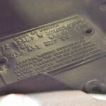 Cowl trim tag on the 1972 Chevrolet Camaro Z27 RS/SS 396 confirming the Z27 SS package, Midnight Bronze exterior color code 68, and original factory specifications